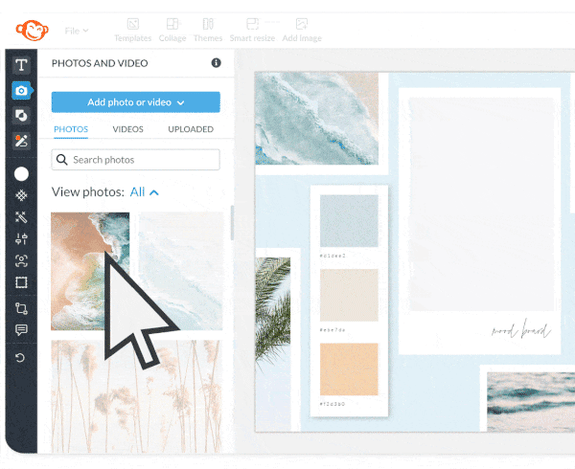 PicMonkey lets you drag and drop stock photos into your designs