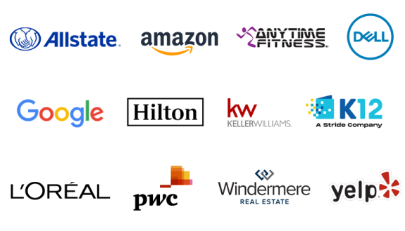 Logos des marques qui font confiance à PicMonkey : Allstate, Amazon, Anytime Fitness, Dell, Google, Hilton, Keller Williams, K12, L'Oréal, pwc, Windermere, Yelp.